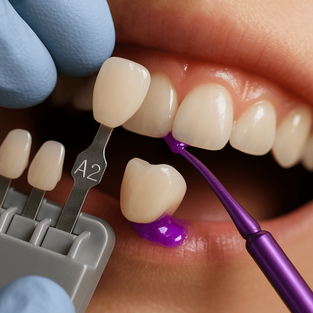 Dental shade matching and crown try-in in Roodepoort Dental shade matching and crown try-in at a Roodepoort dentist – Dr Chalita le Roux