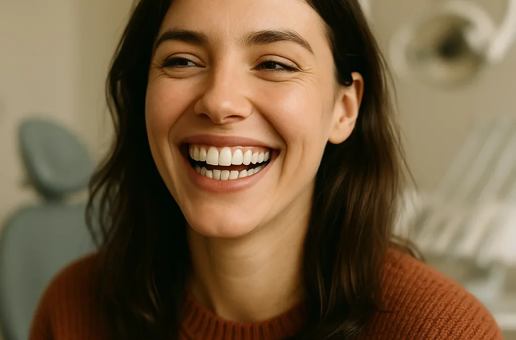 Relaxed patient smiling in a dental surgery - dental anxiety care, Dr Chalita le Roux, Roodepoort